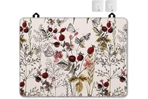 JASAKOO Vintage Flower Stove Top Covers for Electric Stove, Butterfly Glass Stove Top Cover Protector, Cooktop Protector, Heat Resistant Range Ceramic Stove Top Covers Mat, Dish Drying Mat