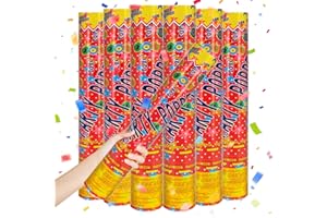ZZPAKUE Confetti Cannon Multicolor Confetti Poppers 6 Pack Biodegradable Party Poppers 12 Inch Confetti Shooter Sticks for Wedding Graduation Birthday Engagement Anniversary Christmas New Year Celebration