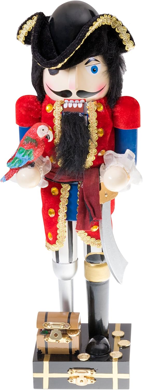 Nutcrackers - Clever Creations Pirate 14 Inch Traditional Wooden Nutcracker, Festive Christmas Décor for Shelves and Tables