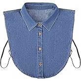 Syhood Denim Detachable Collar Shirt Detachable Fake Dickey Collar Half Blouse Removable Choker Blouse Top for Lady Women