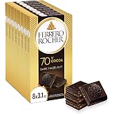 Ferrero Rocher 70% Dark Chocolate Candy Bars, Cocoa Hazelnut Filling, 8 Ct | Premium dark chocolate bars with a chocolate hazelnut filling, a sweet treat to satisfy sweet cravings