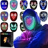 MEGOO Led Light up Mask with Gesture Sensing, Halloween Gifts for Kids | Halloween Costume Digital Toy Mask,50 Changing Face Patterns, Gifts for Birthday Halloween Christmas DJ Rave Party,Boys,Teens