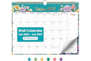 TAJA 2026 Calendar, Monthly Wall Calendar from October 2025 to June 2027, 11.5" x 14.7", Spiral Binding Hanging Wall Calendar, Perfect for Home or Office,Floral