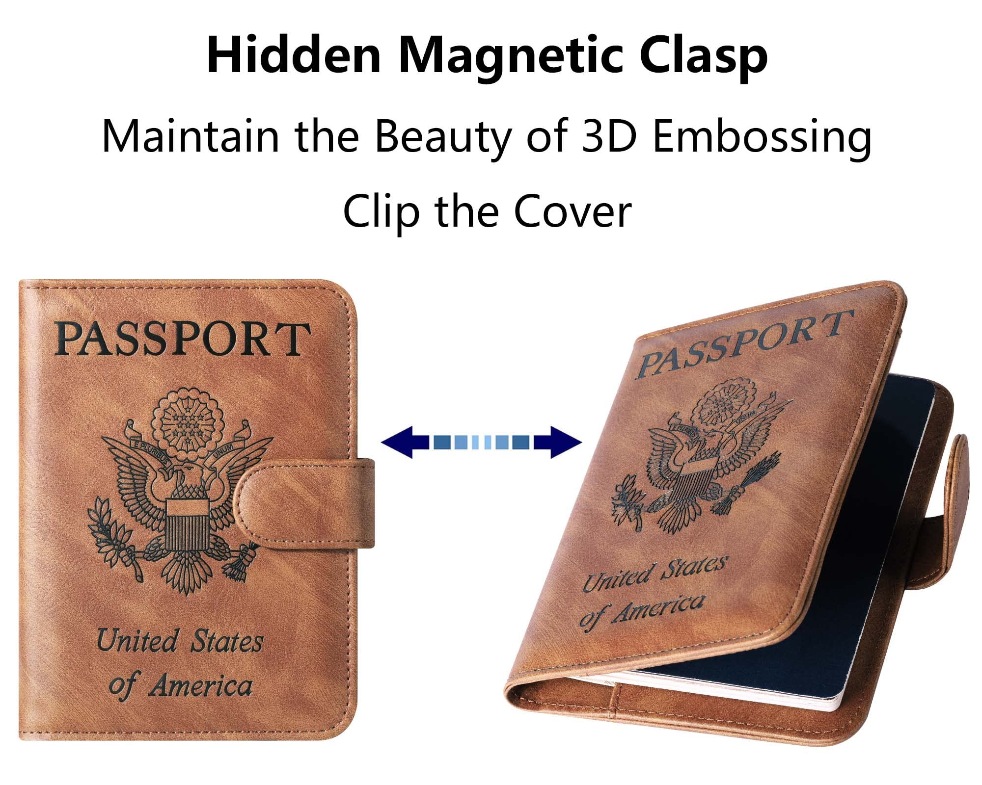 Airtag Passport Holder Cover Wallet Travel Essentials Leather Rfid Blocking Case Vacation Luggage Must Haves Travel Accessories for Men Women (117#Brown)