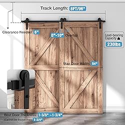 ZEKOO 8 FT Bypass Sliding Barn Door Hardware