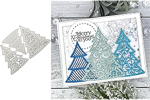 FAWENUCY Scrapbooking Die-Cuts, Christmas Metal Cutting Dies for Card Making, Paper Craft Punch Template, Background Embossing Stencils, DIY Album Décor (Christmas Tree-14.3x9.1cm)