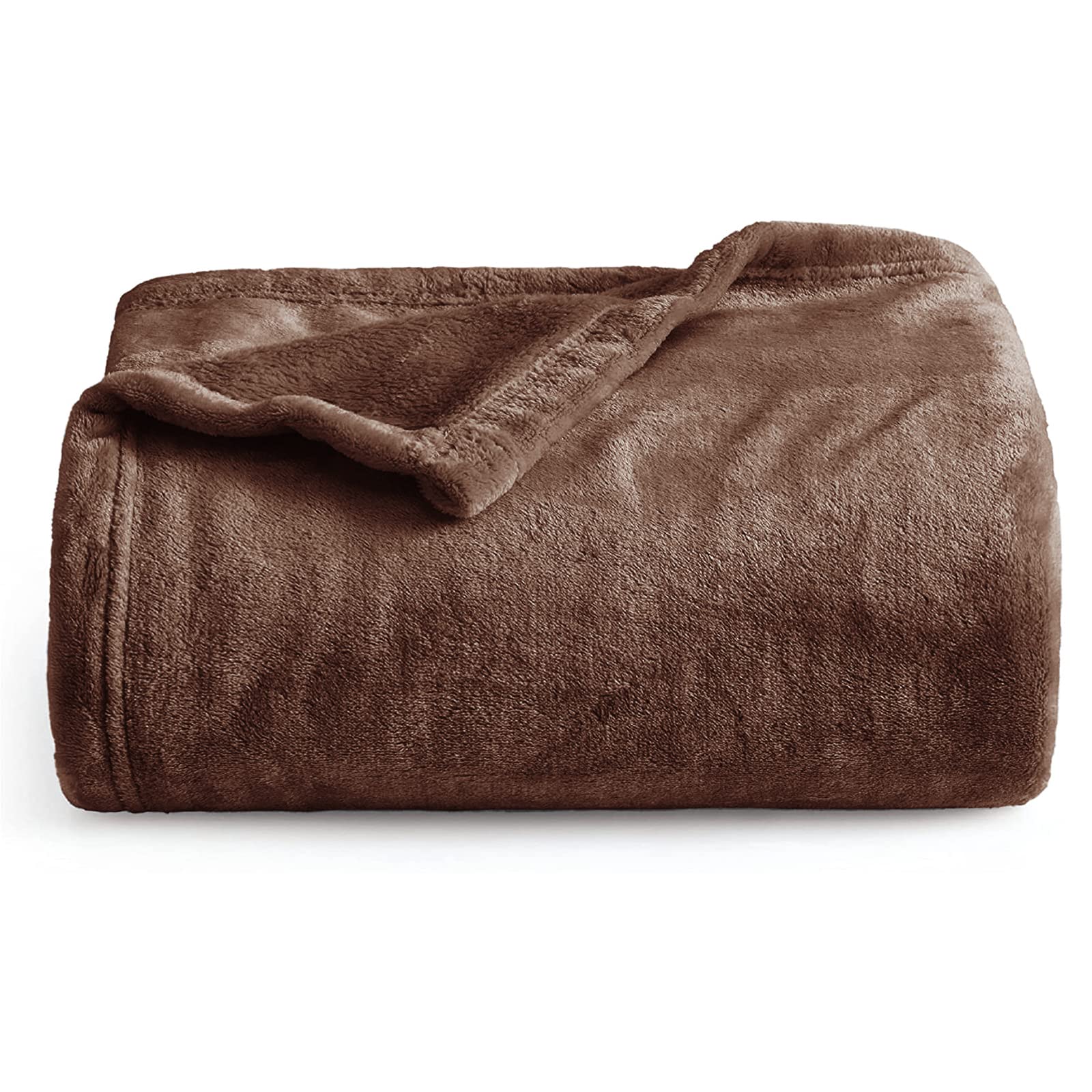 Oxford Homeware Fleece Blanket Sofa Throw Cuddly Reversible Soft Throws for Bed, Couch, Settee, Travel Lightweight and Breathable Blanket fit All Season (Brown, Twin/Double)