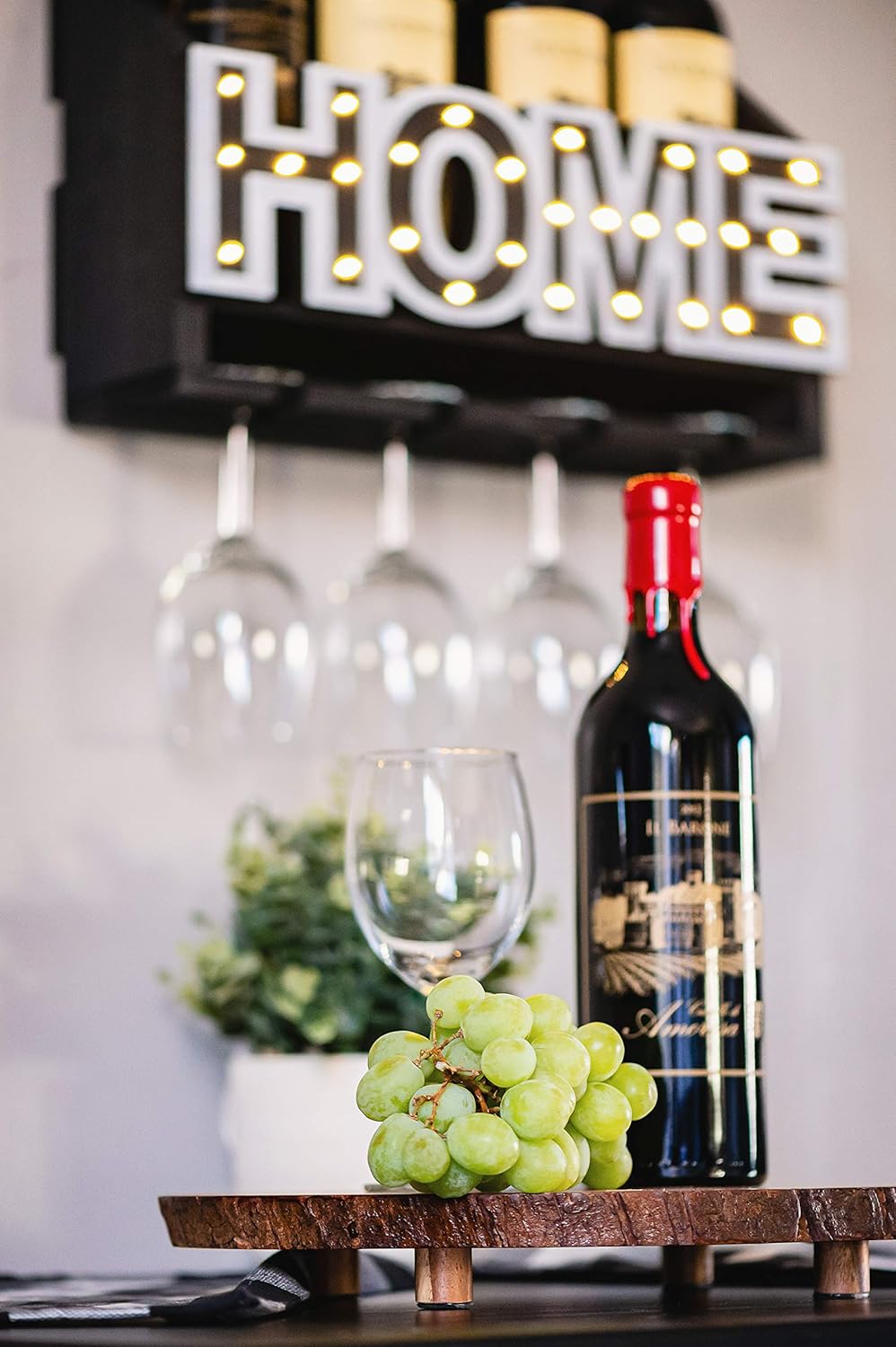 wine glass display rack on Wall Mounted Wine Racks Wall Decor For Home Interior 4 Bottle And 4 Glass Holder Ienjoyware Wooden Wall Mounted Home Led Wine Rack And Glass Holder Wine Racks Display With Led Kitchen Dining