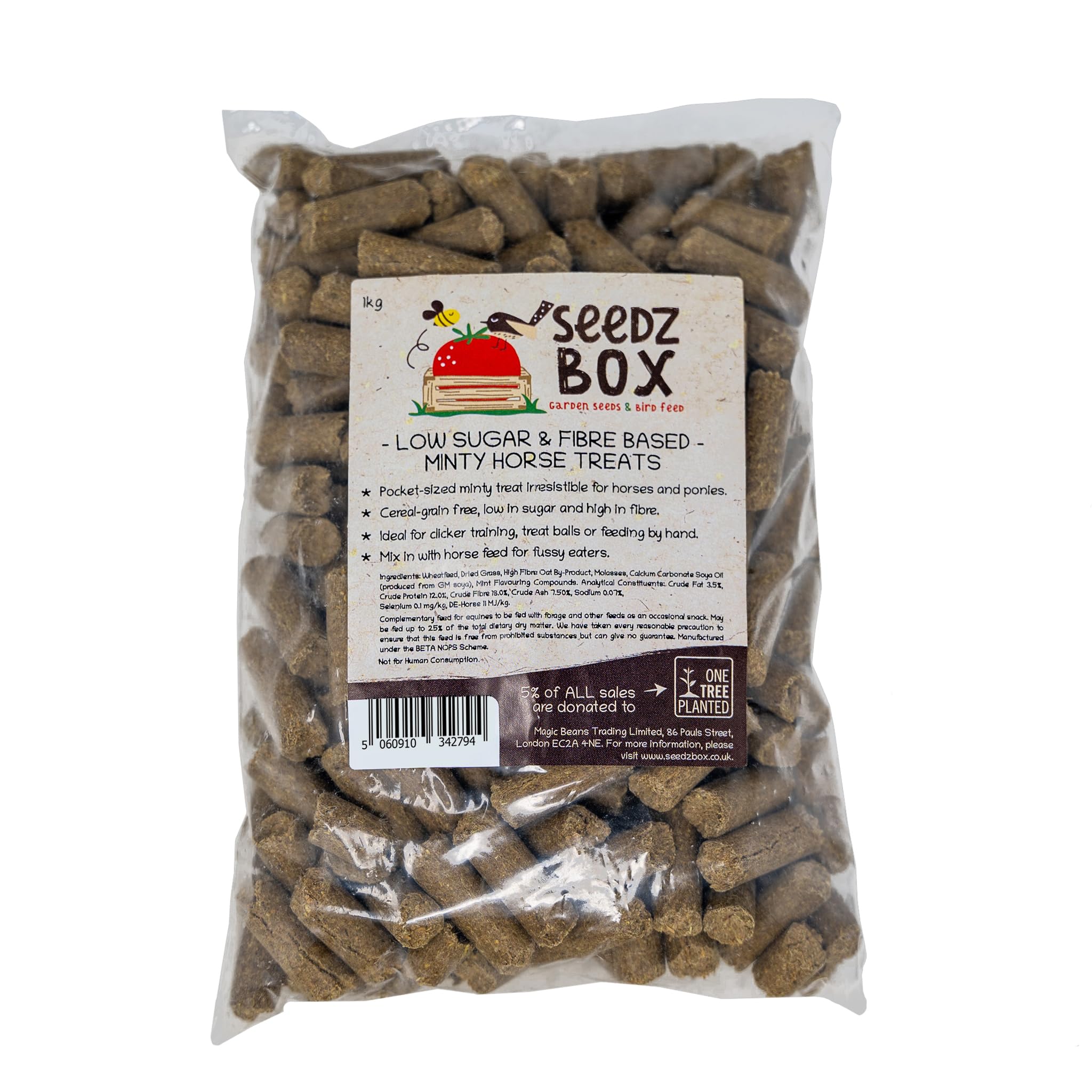 Horse Treats 1kg – Minty Flavour - Fibre Based – Low Sugar – Cereal Grain Free – Feed By Hand – Add To Treat Ball or Feed For Fussy Feeders – Occasional Snack For Horses – Clicker Training - Seedzbox