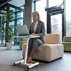 SHW Mobile Height Adjustable Laptop Rolling Cart