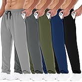 3 Pack Mens Sweatpants with Pockets - Mesh Open Bottom Athletic Joggers for Men Loose Fit Gym Workout Running Casual Pants