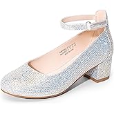 DREAM PAIRS Girls Dress Shoes Chunky High Heels Ankle Strap Party Wedding Princess Pump for Little Big Kid