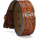 CHAOREN Western Belts for Men without Buckle - Cowboy Belt 1.5" Full Grain Leather Belt for Jeans - One Solid Piece Leather