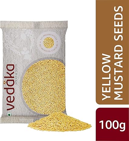 Amazon Brand - Vedaka Yellow Mustard Seeds, 100g