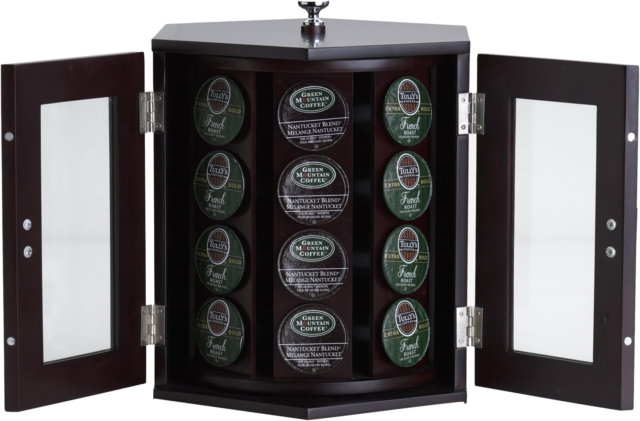 Wallace mahogany finish Rotating Coffee Pod Cabinet