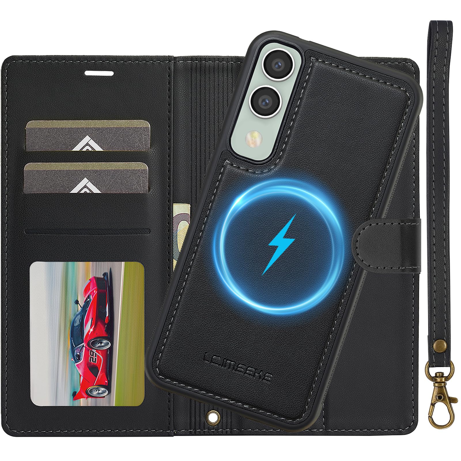 Ailicici für Samsung Galaxy S25 Edge Hülle, 2-IN-1 Abnehmbare magnetische Hülle, Kabelloses Laden, Kartenfach Leder Case, Handyhülle RFID Klapphülle, Schutzhülle für Samsung S25 Edge 5G