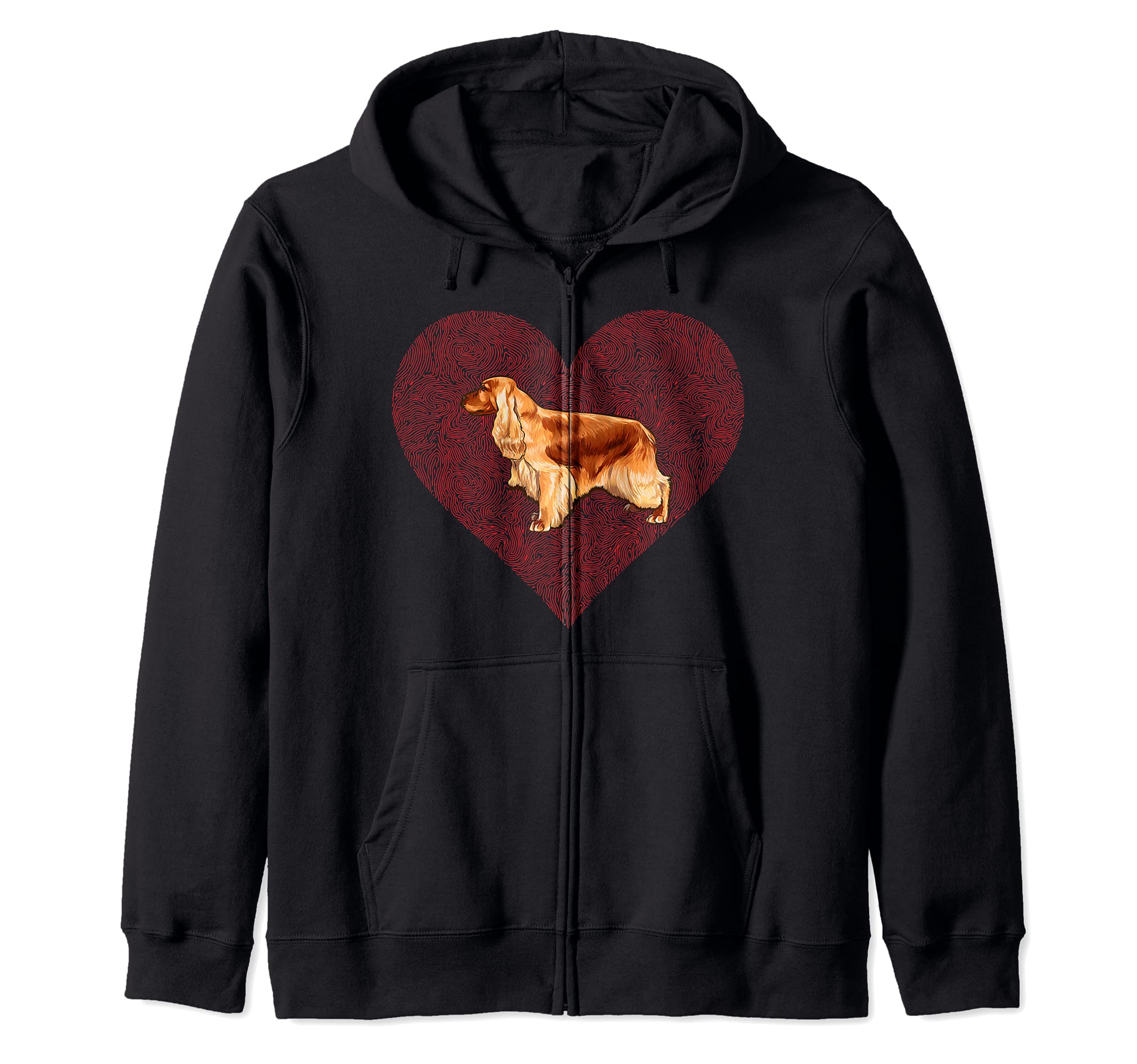 English Cocker Spaniel Valentines Day Dog Love Fingerprint Zip Hoodie