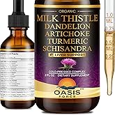 OASIS FORCE Organic Milk Thistle Extract Liquid for Liver Cleanse Detox & Repair, Silymarin Milk Thistle Drops Supplement with Dandelion & Artichoke for Liver Support, Vegan, Alcohol-Free, 2 FL OZ