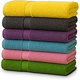 ZUPERIA 6-Pack Bath Towels - 30" x 60" - Ultra Soft 100% Cotton Large Bath Towels- Highly Absorbent for Bathroom, Pool, Gym, Spa, and Hotel Use (Colors Variety)