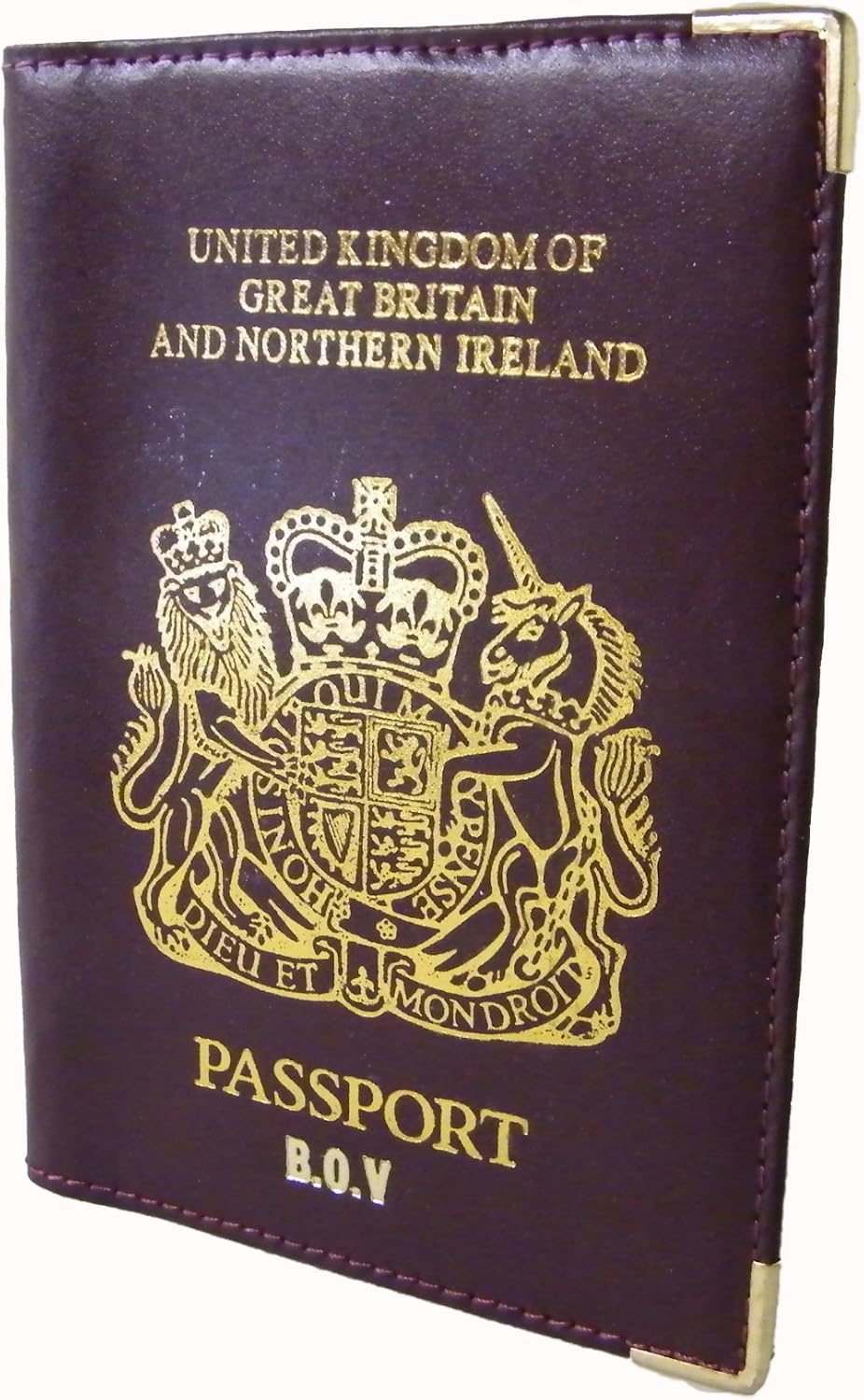 Personalised Burgundy Leather UK Passport Cover. Personalized With Upto