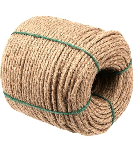 Jute Rope,5/8 Inch X 50 FT Natural Twisted Manila Heavy Duty Hemp Ropes For Crafts,Swing For Tree,Gardening, Bundling, Hammock, Nautical, Tug Of War, Railings, Home Decorating