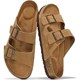 Project Cloud Mens Sandals 100% Genuine Leather Mens Slides Sandals for Men | Memory Foam Insole &amp; Plush Footbed Men's Slides Footwear Sandals for Men &amp; Comfortable Sandals Men Casual Mens Summer Shoes