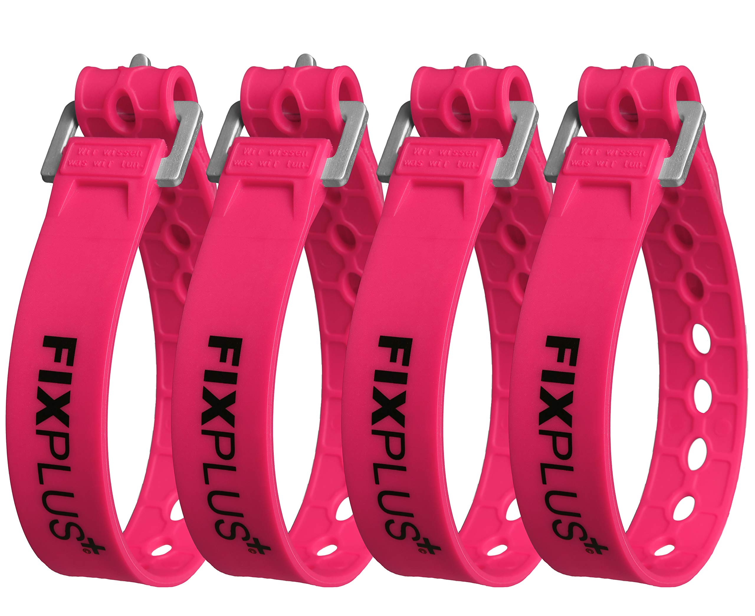 Fixplus CARGO_STRAP of 4 - Pink, Plastic & Aluminium lashing strap for securing, attaching, bundling and lashing, compatible with Passenger Car