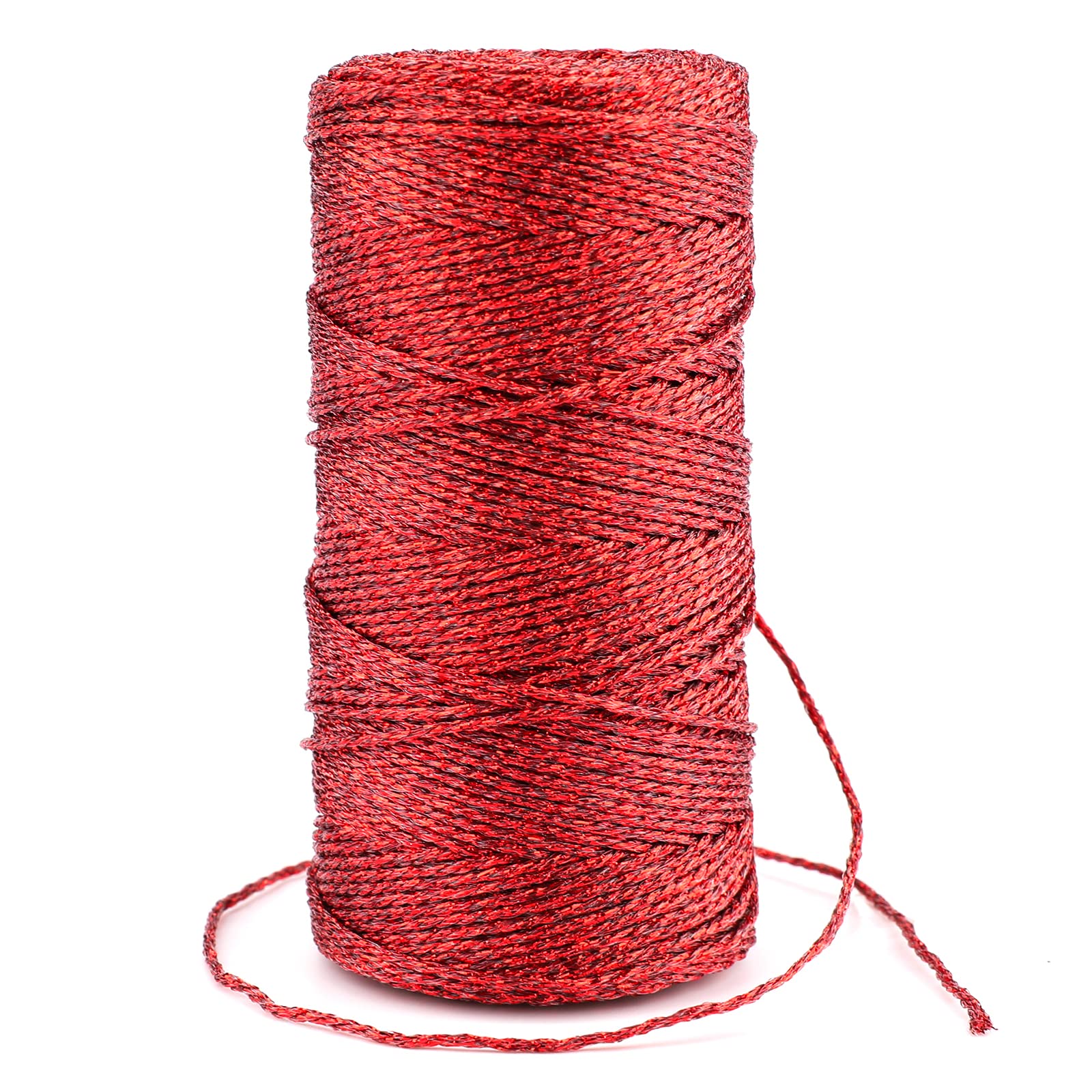 G2PLUS 100M Decorative Metallic String - 1.5mm Red Twine String for Crafts - Sparkle Bakers Thread Twine- Jewelry Thread Cord for DIY Crafts Gift Wrapping & Wedding Favors