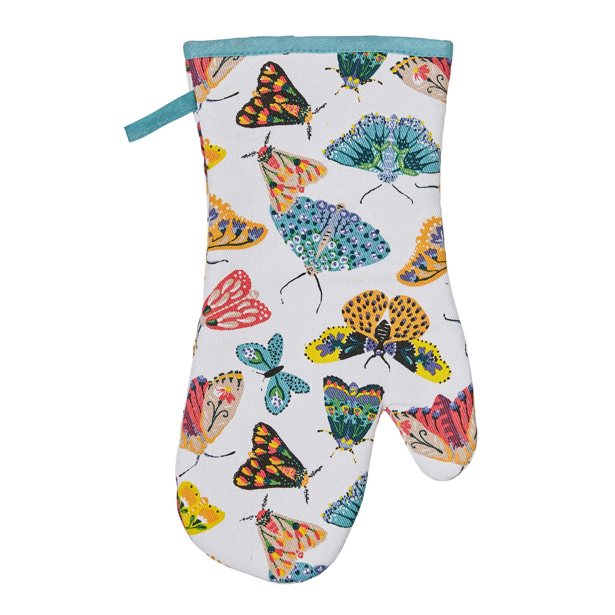 Ulster Weavers - Multi-Colours Butterflies Gauntlet Oven Glove (37 x 20cm) - 100% Cotton - 1 Piece - Butterfly Oven Glove Heat Resistant - Washable - Oven Glove with Butterfly - Kitchen Accessories