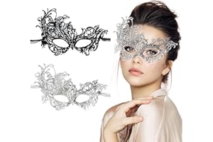 FunMular Couple Masquerade Mask Venetian Carnival Mardi Gras Costume Lace Masks For Women & Couples Halloween Party Decor