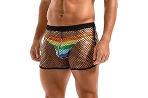 AMY COULEE Mens Fishnet Shorts See Through Openwork Boxers Sexy Mesh Booty Shorts