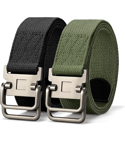 小物 double belt (nylon belt) FVMECA Casual Belt Double-Loop D-Shaped Buckle Nylon Men Women at
