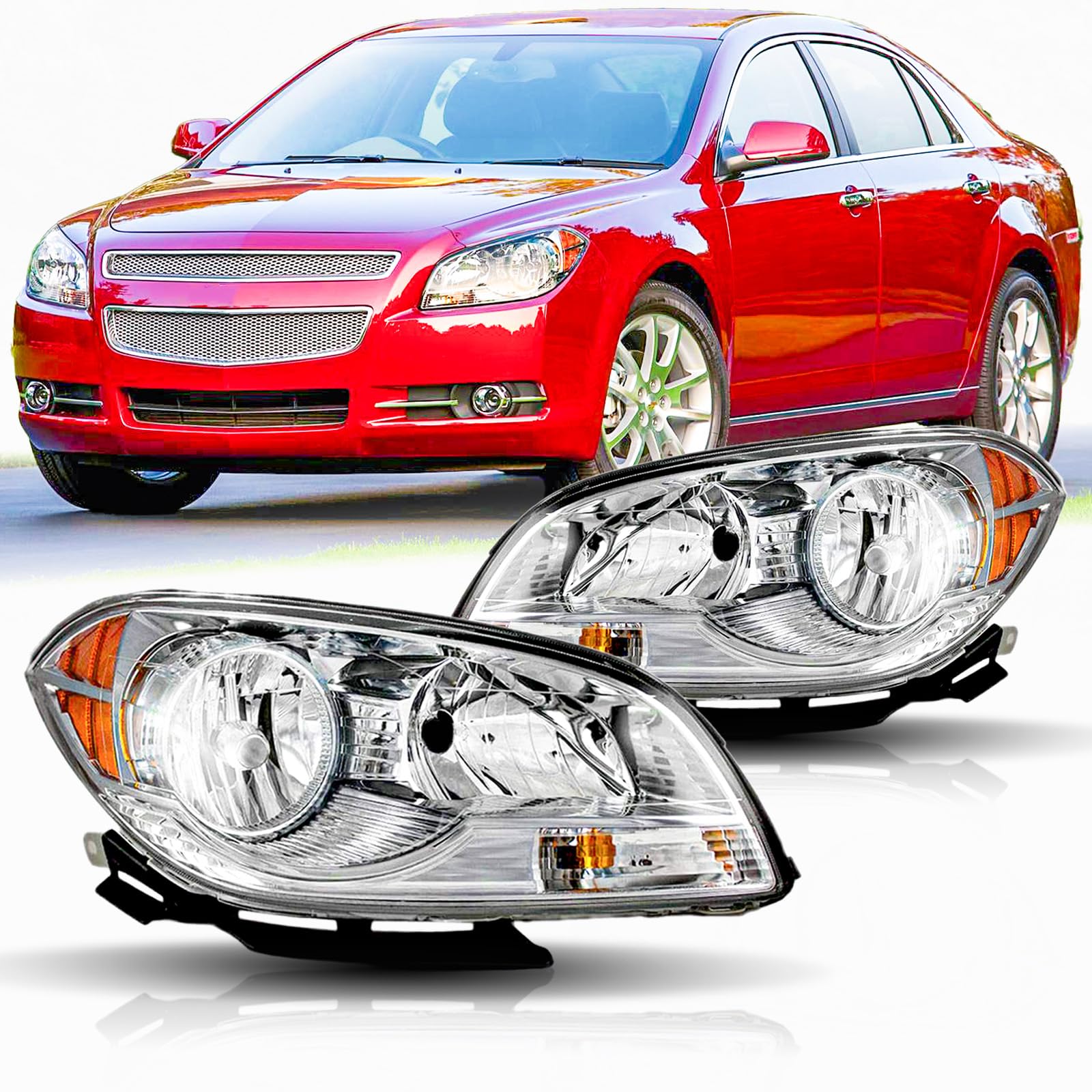 Photo 1 of **HAS DAMAGES** ISHARINGAUTOPARTS Headlight Assembly Compatible with 2008 2009 2010 2011 2012 Chevy Malibu (Not Fit 2008 Malibu Classic Model)