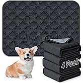 FunFurry Washable Pee Pads for Dogs - 4 Pack Reusable Pee Pads,Waterproof Puppy Pads,Pet Training Pads,Super Absorbent with Dog Paw Shape Non-Slip Backing (Dark Grey, 18" X 24" - 4 Pack)