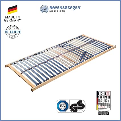 RAVENSBERGER VITA MED 5-Zonen-Schichtholz-Lattenrahmen mit 28 hochelastischen BIRKE-Federholzleisten | Starr | MADE IN GERMAN