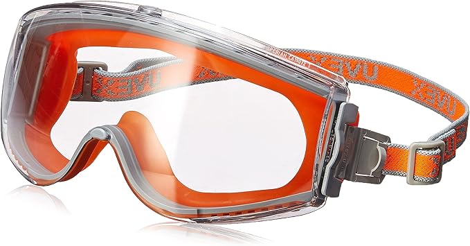 Uvex Stealth Safety Goggles with Clear Uvextreme Anti-Fog Lens, Orange
