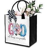 Christian Women's Tote Bag - 'With God, All Things Are Possible' Bible Verse Canvas Travel Bag - Gift for Friends, Coworkers -30