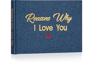 Artmag What I Love about You Fabric Book, Fill-in-the-Blank Love Journal Book for Couples Husband Wife Him Her Birthday Christmas Gifts Stocking Stuffer (Blue)