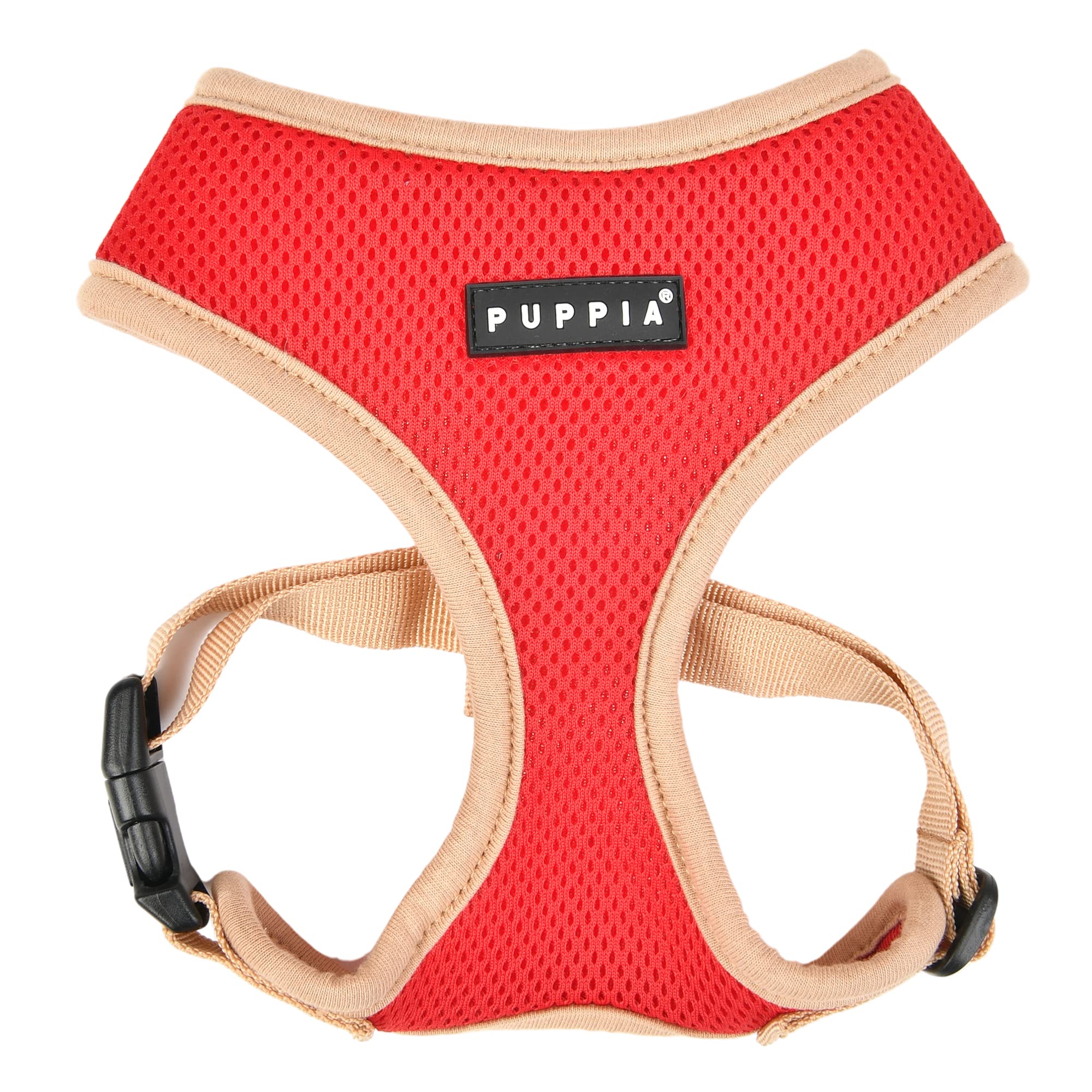 Puppia Soft Dog Harness II and adjustable harness for small or medium dogs, Red