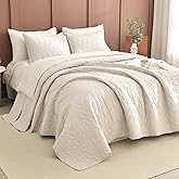 Masaca Oversized Queen Quilt Bedding Set(100"x106"),Wheat Bedspreads Coverlet Oversized Queen Size Lightweight Farmhouse Quilt with Leaf Pattern Extra Soft