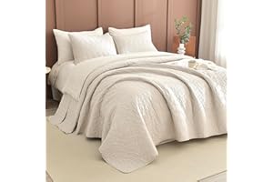 Masaca Oversized King Quilt 120x120,Wheat Oversized King Bedspread with Leaf Pattern,3 Piece Lightweight Ultra Soft Farmhouse California King Coverlet Set