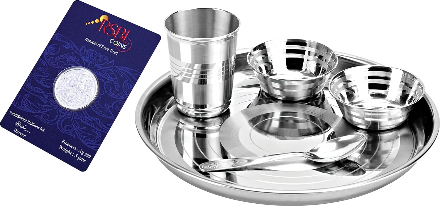 Buy Tosmy Exclusive Stainless Steel Dinner Set, 5Pieces with Silver