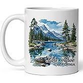 Lake Tahoe California Ceramic Coffee Mug 11oz The Lake - Tea Coffee Mug with Comfortable Grip - Unique Travel Gift Cup for Office or Home - Vibrant Long-Lasting Print ID44991