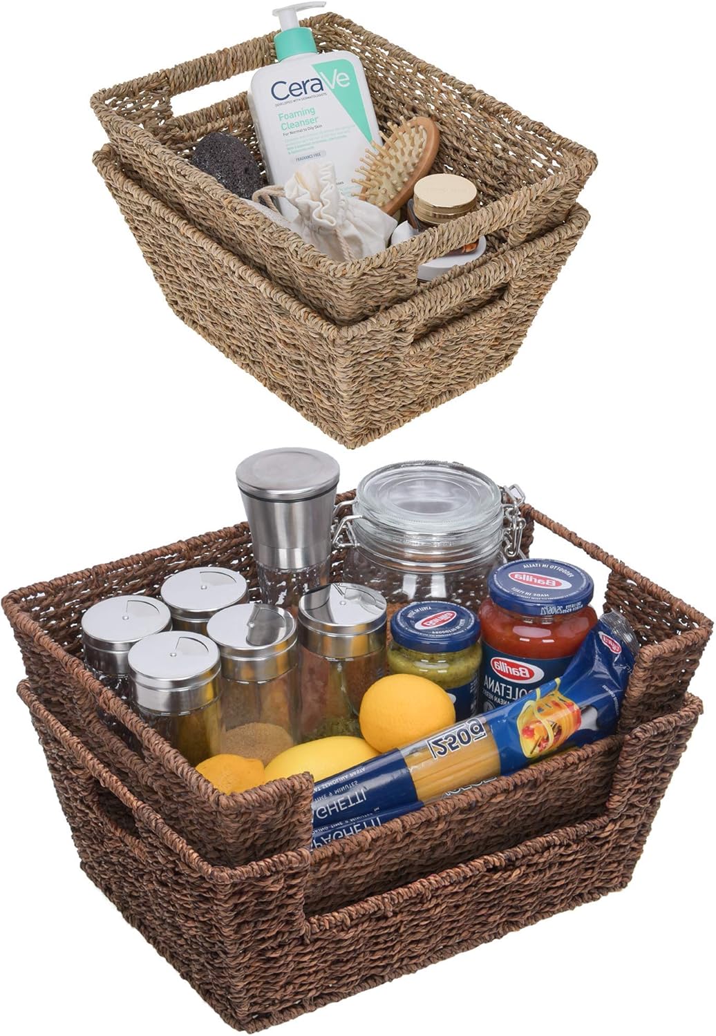amazon storage baskets on Amazon Com Storageworks Wicker Baskets And Open Front Bins Set