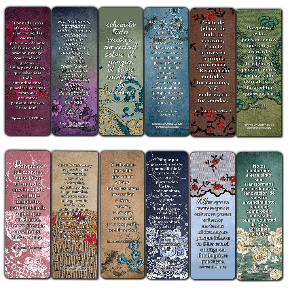 Spanish Vintage Favorite Scriptures Bookmarks for Women (60-Pack) - Great Giveaways for Ministries and Sunday Schools