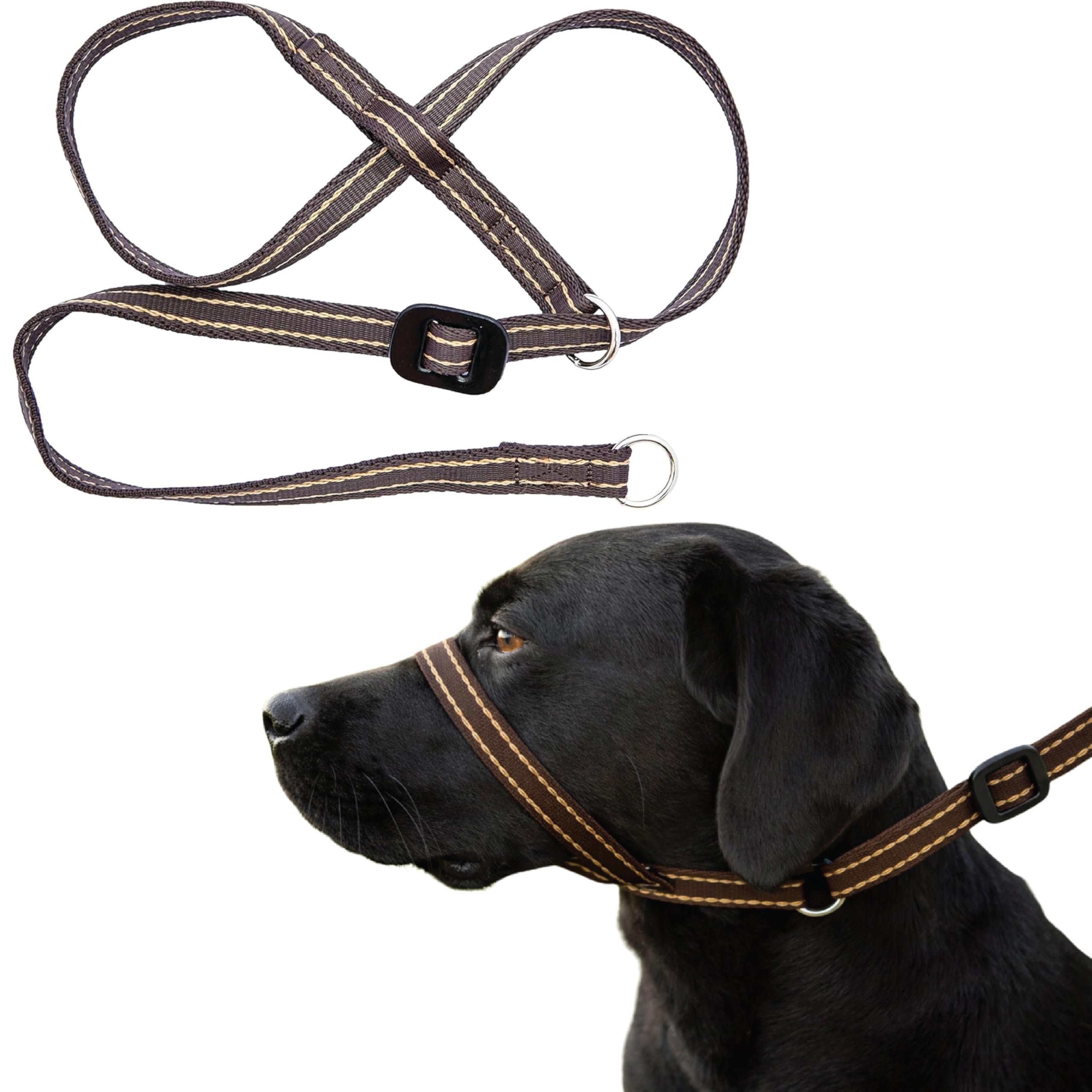 Gencon - Medium Size Anti Pull Dog Headcollar - Trainer Approved - Soft & Gentle Control - Practical Dog Training & Behaviour Aid - Left Hand - UK Made - Doesn't Include Lead - Coffee/Cream