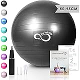 Live Infinitely Exercise Ball (55cm-95cm) Extra Thick Professional Grade Balance & Stability Ball- Anti Burst Tested Supports 2200lbs- Includes Hand Pump & Workout Guide Access