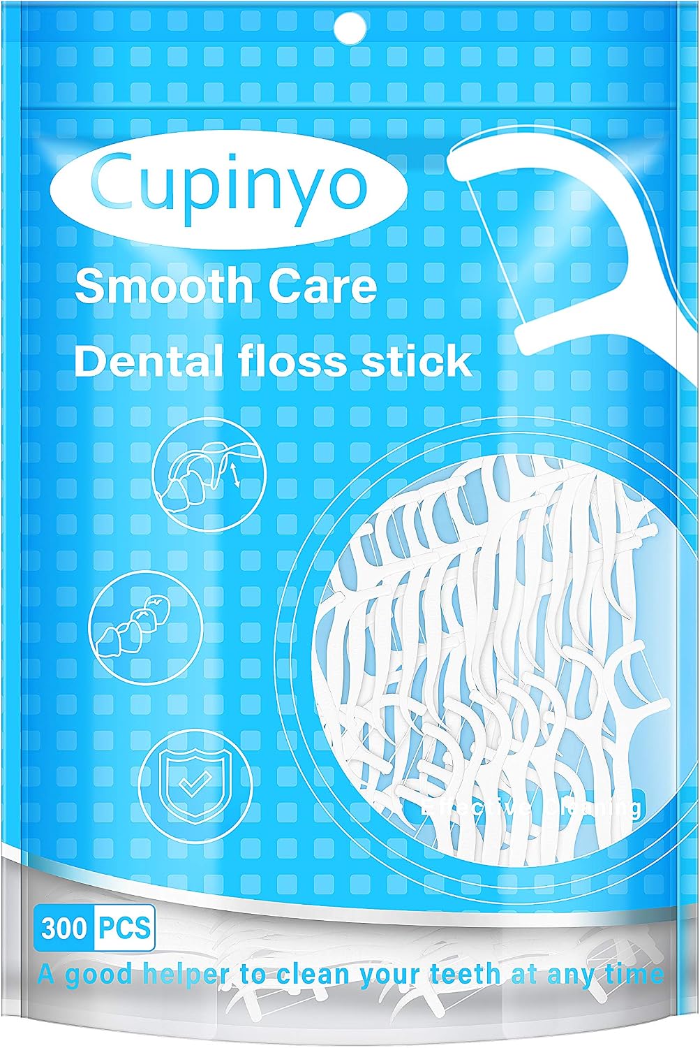 Cupinyo Dental Floss Sticks -300pcs Floss Picks, Floss Sticks Dental, Toothpicks, Teeth Cleaning, Thin Floss