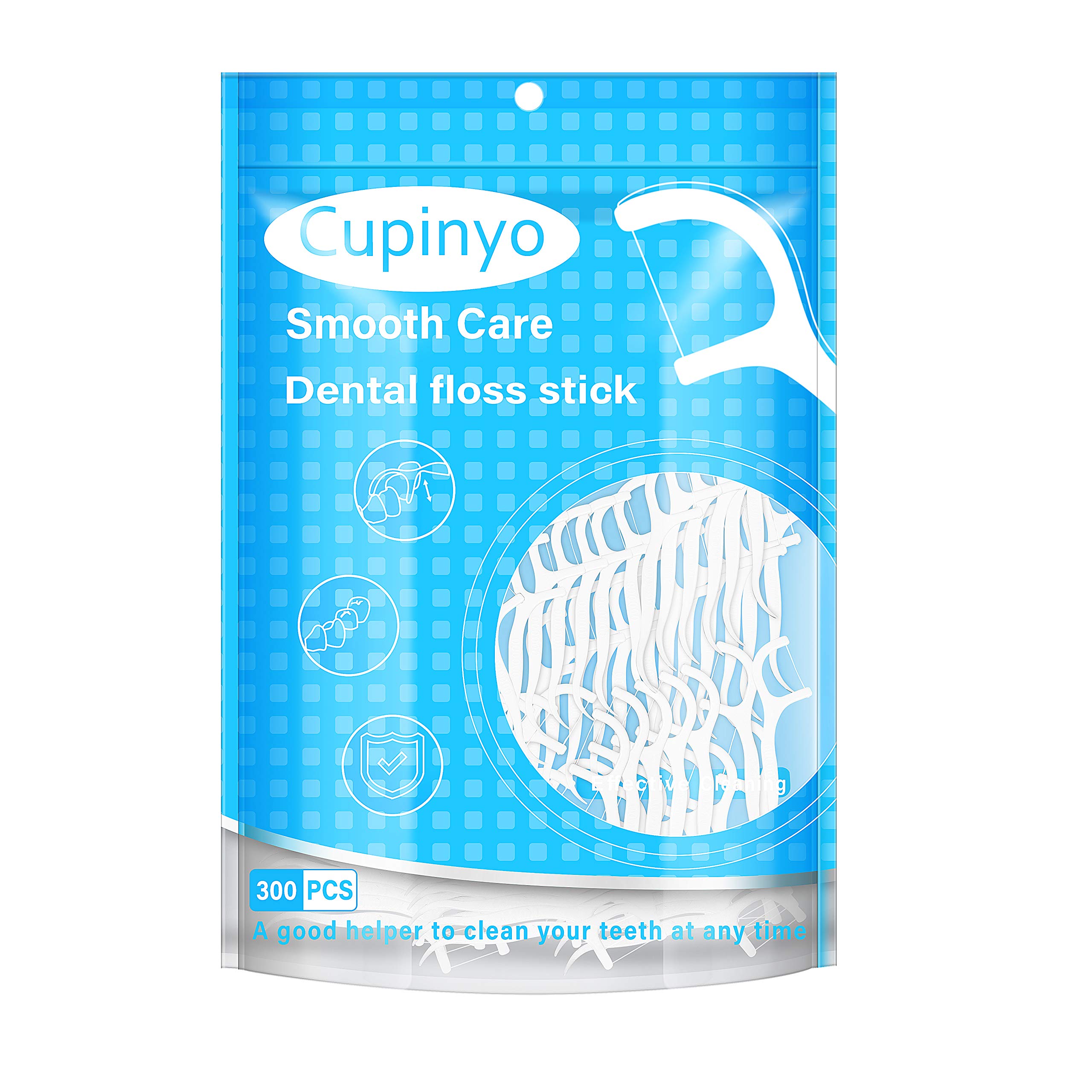 Cupinyo Dental Floss Sticks -300pcs Floss Picks, Floss Sticks Dental, Toothpicks, Teeth Cleaning, Thin Floss, to Protect The Gap Does Not Grow