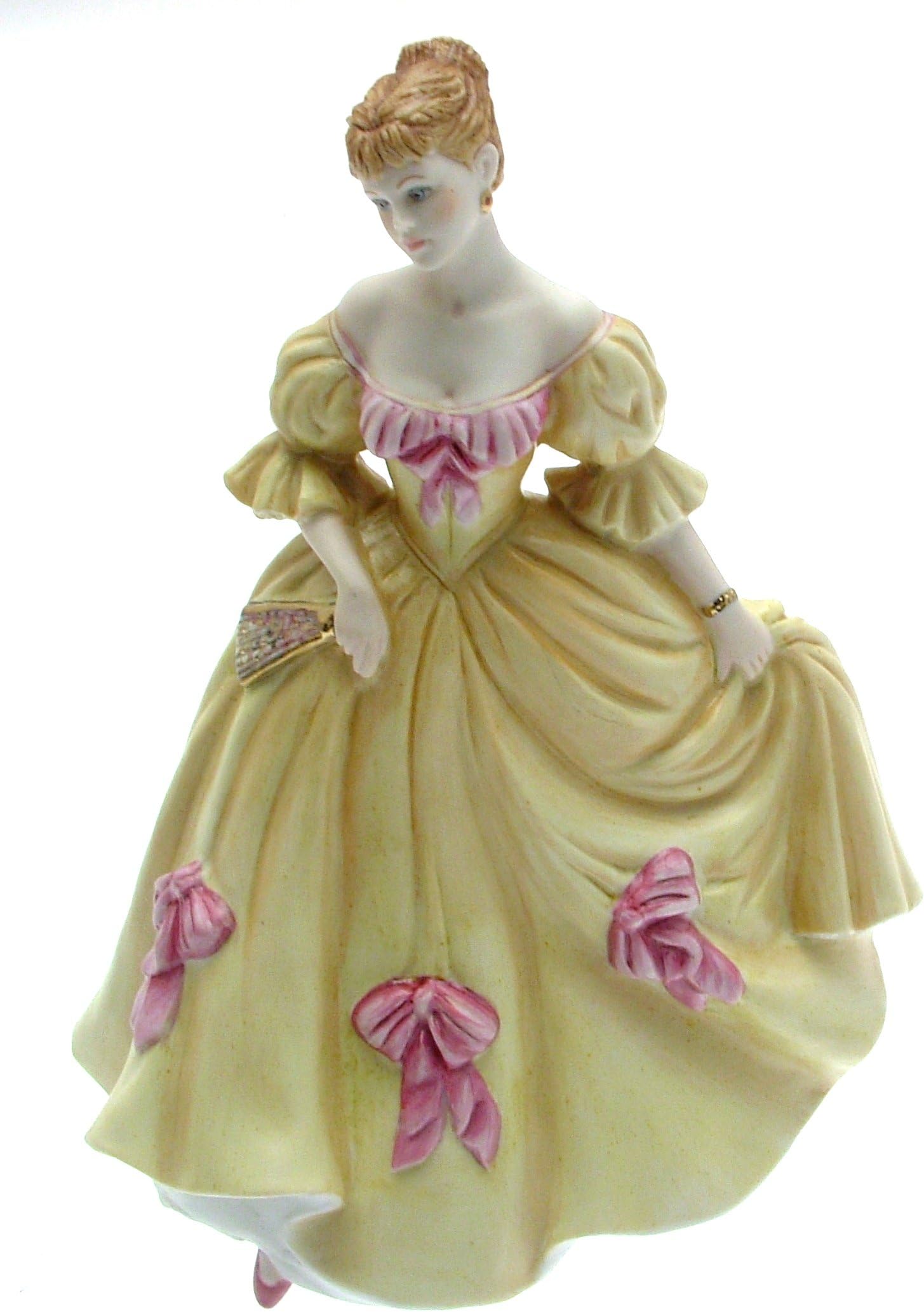 Yellow Figurines Lady Bisque Porcelain 21.5 cms F370